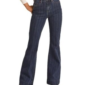 Rock & Roll Denim Striped High-Rise Trousers